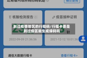 到过疫情地区的行程码/行程卡要是到过疫区能生成绿码吗