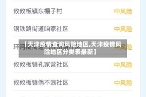 【天津疫情查询风险地区,天津疫情风险地区分类表最新】