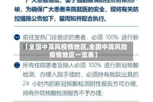 【全国中高风疫情地区,全国中高风险疫情地区一览表】
